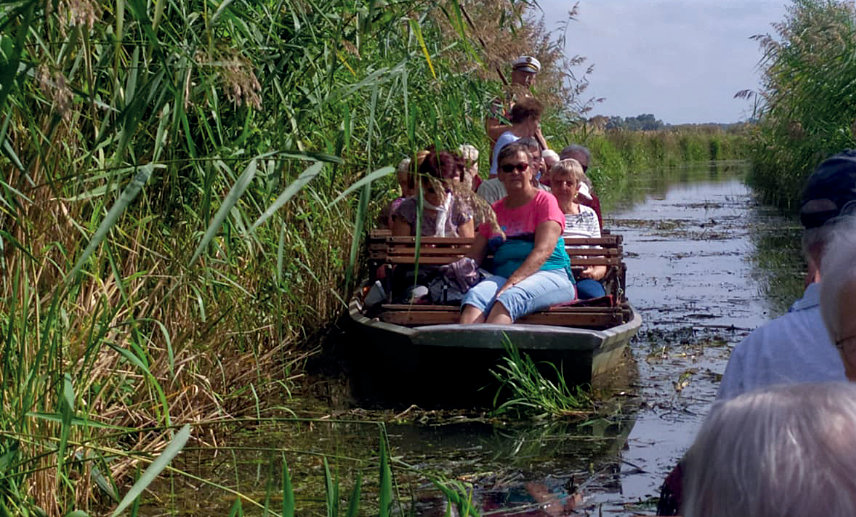 Die Mitgliedergruppe Nünchritz der Volkssolidarität auf Kahnfahrt im "kleinen Spreeewald".